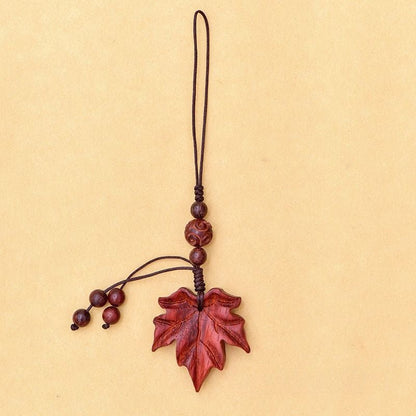 red sandalwood Wood Maple Leaf Keychain Pendant - Handcrafted Nature - Inspired Phone Charm - STAR8S
