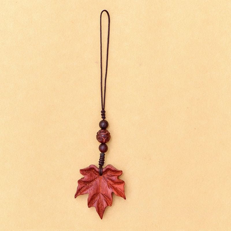red sandalwood Wood Maple Leaf Keychain Pendant - Handcrafted Nature - Inspired Phone Charm - STAR8S