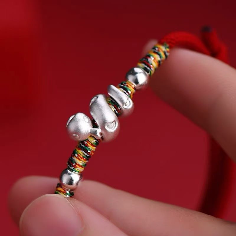 Red String Bracelet 2025 Snake Animal Year 999 Silver Braided - STAR8S - STAR8S