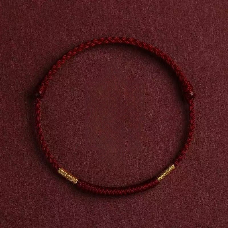 red string bracelet & anklet with gold knot | handmade simple circle for good luck & safety - star8s
