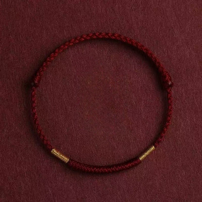 Red String Bracelet & Anklet with Gold Knot | Handmade Simple Circle for Good Luck & Safety - STAR8S