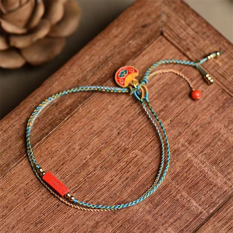 Red String Bracelet – Double Layered Chinese Style with Wax Seal Charm – Adjustable Good Luck Bracelet for Women - STAR8S
