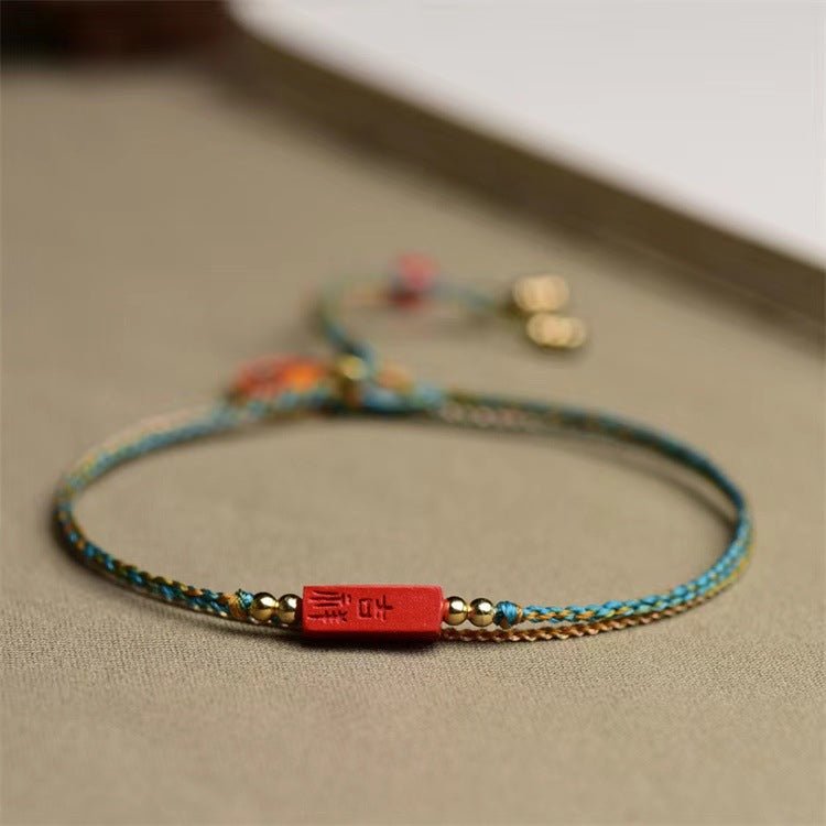 Red String Bracelet – Double Layered Chinese Style with Wax Seal Charm – Adjustable Good Luck Bracelet for Women - STAR8S