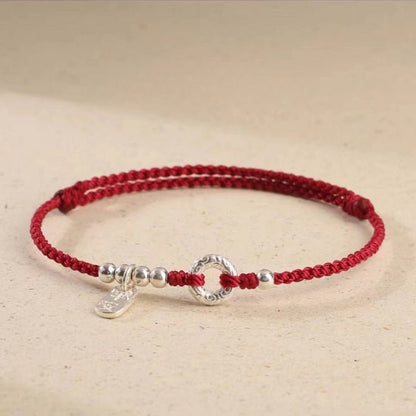 Red String Bracelet for Women – 925 Sterling Silver Handmade Adjustable Peace Lock Charm - STAR8S