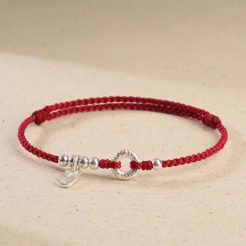 Red String Bracelet for Women – 925 Sterling Silver Handmade Adjustable Peace Lock Charm - STAR8S
