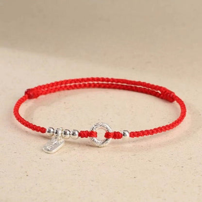 Red String Bracelet for Women – 925 Sterling Silver Handmade Adjustable Peace Lock Charm - STAR8S