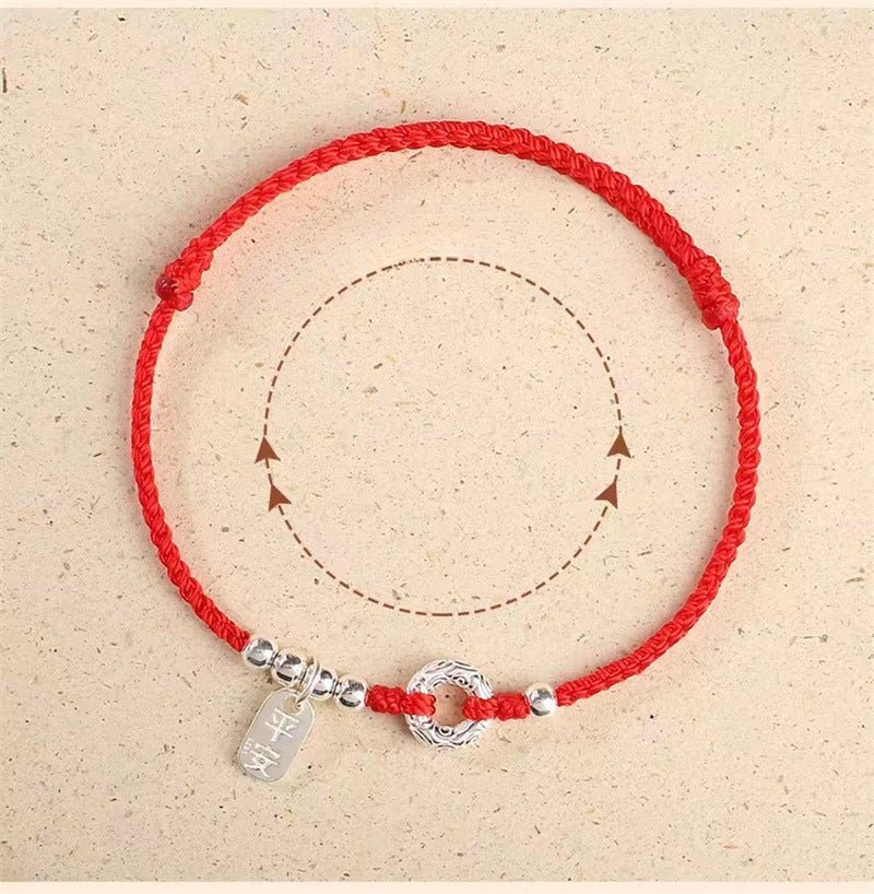 Red String Bracelet for Women – 925 Sterling Silver Handmade Adjustable Peace Lock Charm - STAR8S