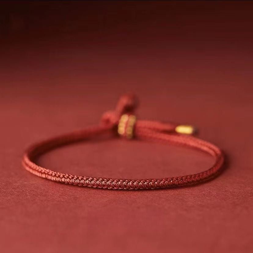 red string bracelet - handwoven adjustable good luck charm for dragon and zodiac years | traditional chinese bracelet - star8s