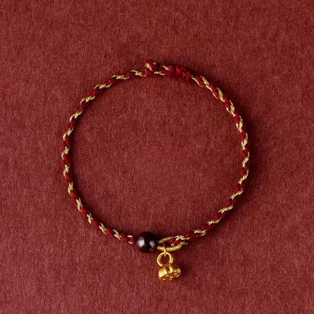 red string bracelet - vermilion lotus pendant braided jewelry for good luck - star8s