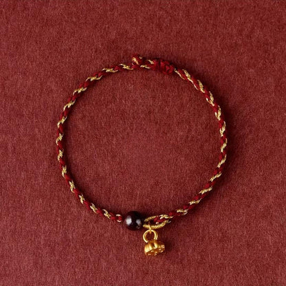 Red String Bracelet - Vermilion Lotus Pendant Braided Jewelry for Good Luck - STAR8S