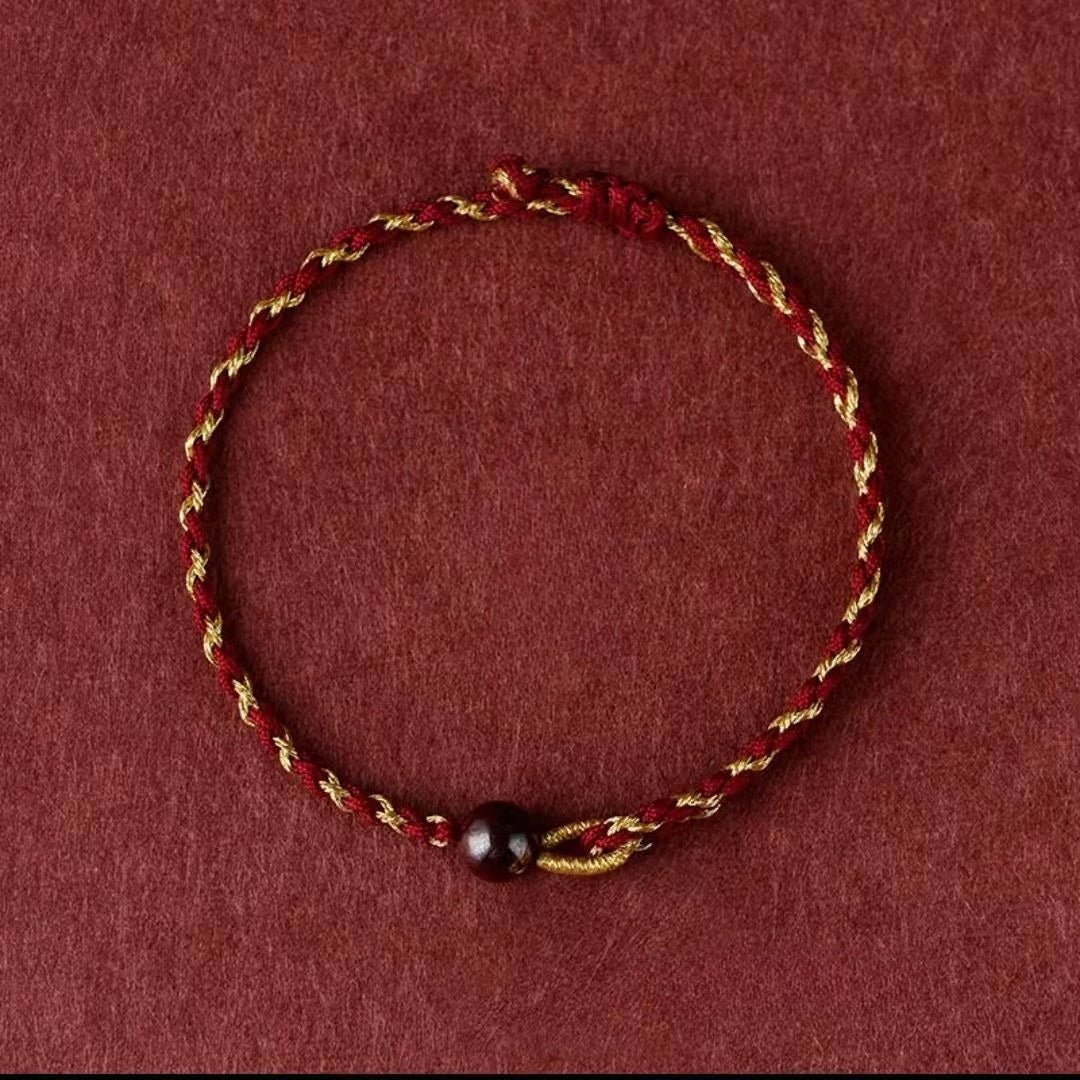 Red String Bracelet - Vermilion Lotus Pendant Braided Jewelry for Good Luck - STAR8S