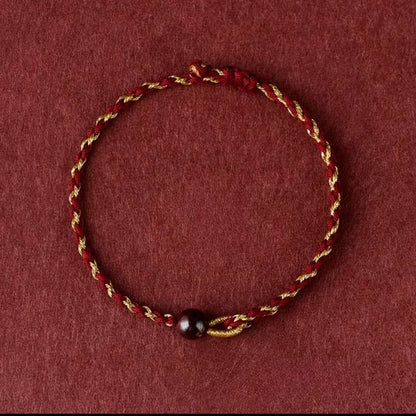 Red String Bracelet - Vermilion Lotus Pendant Braided Jewelry for Good Luck - STAR8S
