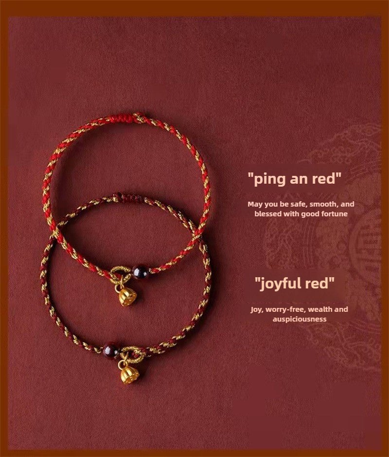 red string bracelet - vermilion lotus pendant braided jewelry for good luck - star8s