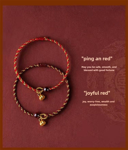 Red String Bracelet - Vermilion Lotus Pendant Braided Jewelry for Good Luck - STAR8S