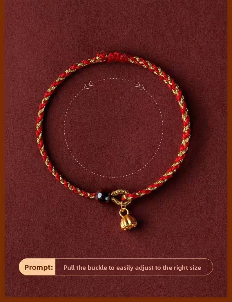 red string bracelet - vermilion lotus pendant braided jewelry for good luck - star8s