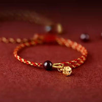 Red String Bracelet - Vermilion Lotus Pendant Braided Jewelry for Good Luck - STAR8S