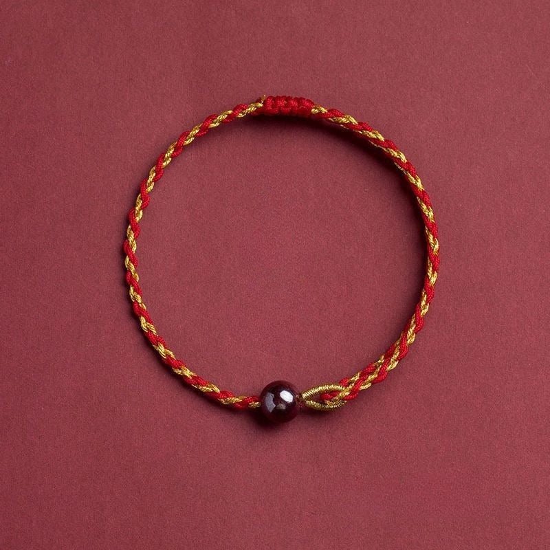 Red String Bracelet - Vermilion Lotus Pendant Braided Jewelry for Good Luck - STAR8S