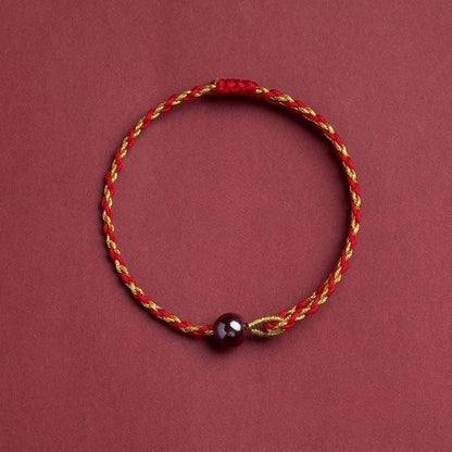 Red String Bracelet - Vermilion Lotus Pendant Braided Jewelry for Good Luck - STAR8S