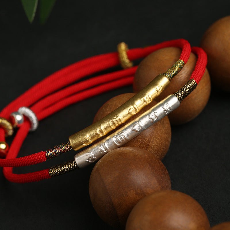 Red String Bracelet with 999 Silver and Gold Plated Charm – Adjustable Chinese Knot Weaving Bracelet for Women - STAR8S