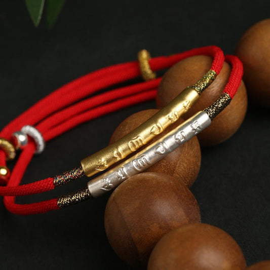 Red String Bracelet with 999 Silver and Gold Plated Charm – Adjustable Chinese Knot Weaving Bracelet for Women - STAR8S