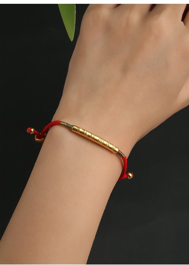 red string bracelet with 999 silver and gold plated charm – adjustable chinese knot weaving bracelet for women - star8s