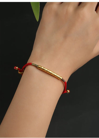 Red String Bracelet with 999 Silver and Gold Plated Charm – Adjustable Chinese Knot Weaving Bracelet for Women - STAR8S