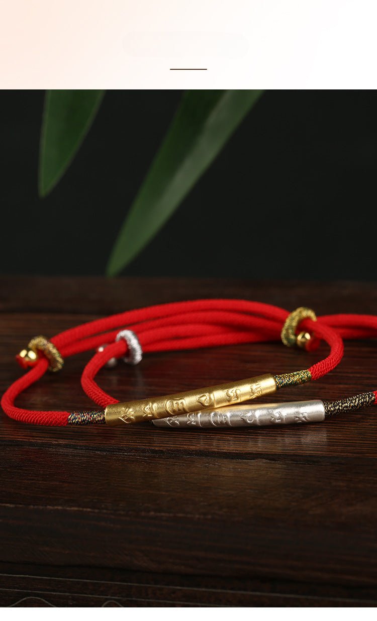 red string bracelet with 999 silver and gold plated charm – adjustable chinese knot weaving bracelet for women - star8s