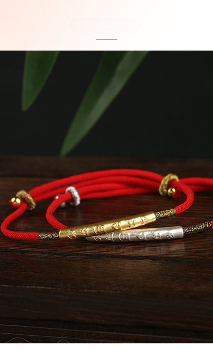 Red String Bracelet with 999 Silver and Gold Plated Charm – Adjustable Chinese Knot Weaving Bracelet for Women - STAR8S