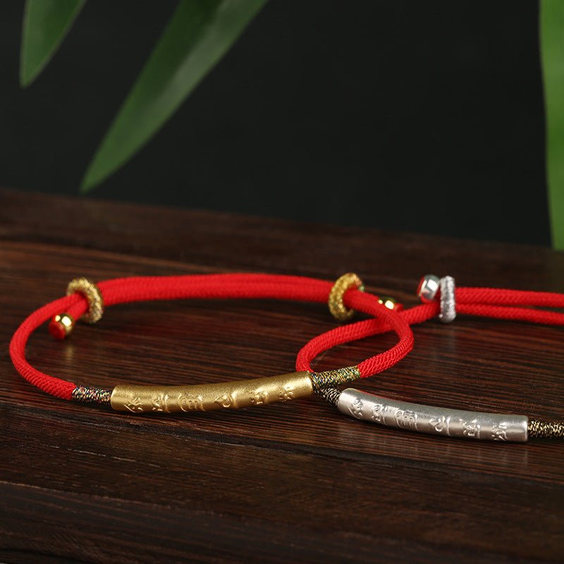 red string bracelet with 999 silver and gold plated charm – adjustable chinese knot weaving bracelet for women - star8s