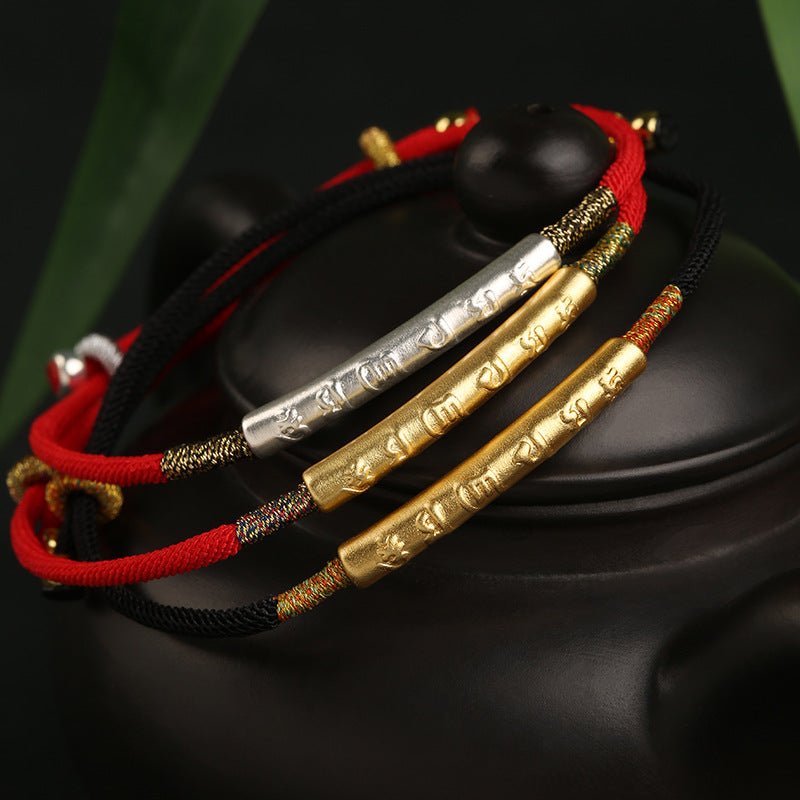 red string bracelet with 999 silver and gold plated charm – adjustable chinese knot weaving bracelet for women - star8s