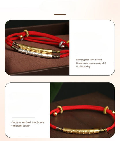 Red String Bracelet with 999 Silver and Gold Plated Charm – Adjustable Chinese Knot Weaving Bracelet for Women - STAR8S