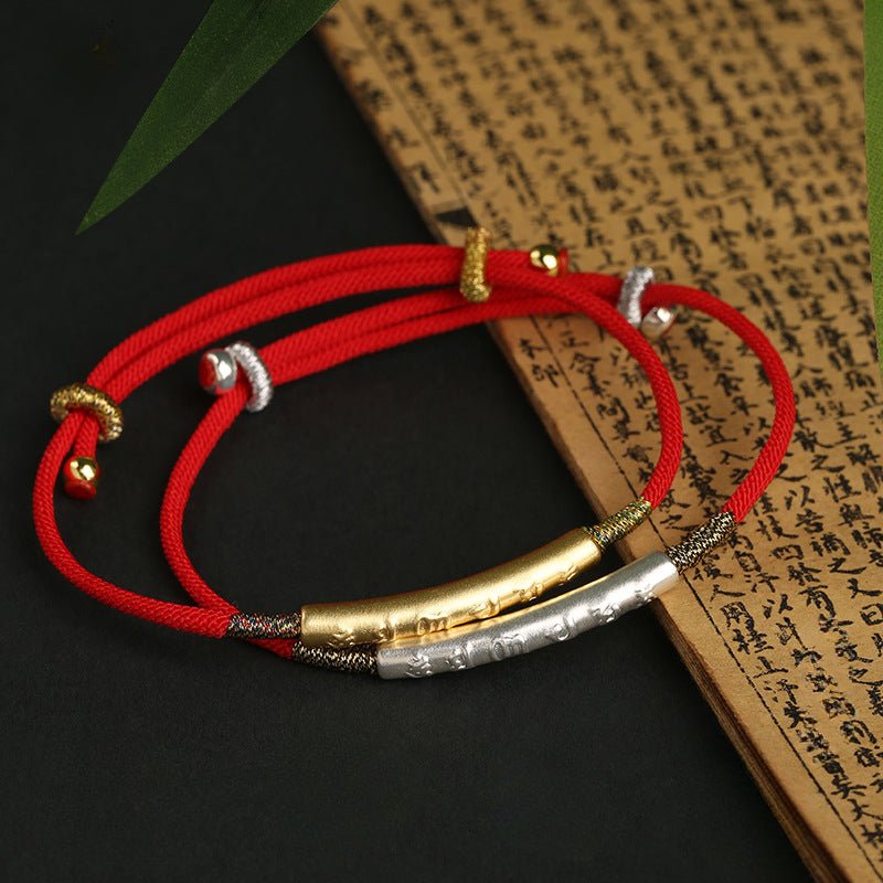 red string bracelet with 999 silver and gold plated charm – adjustable chinese knot weaving bracelet for women - star8s