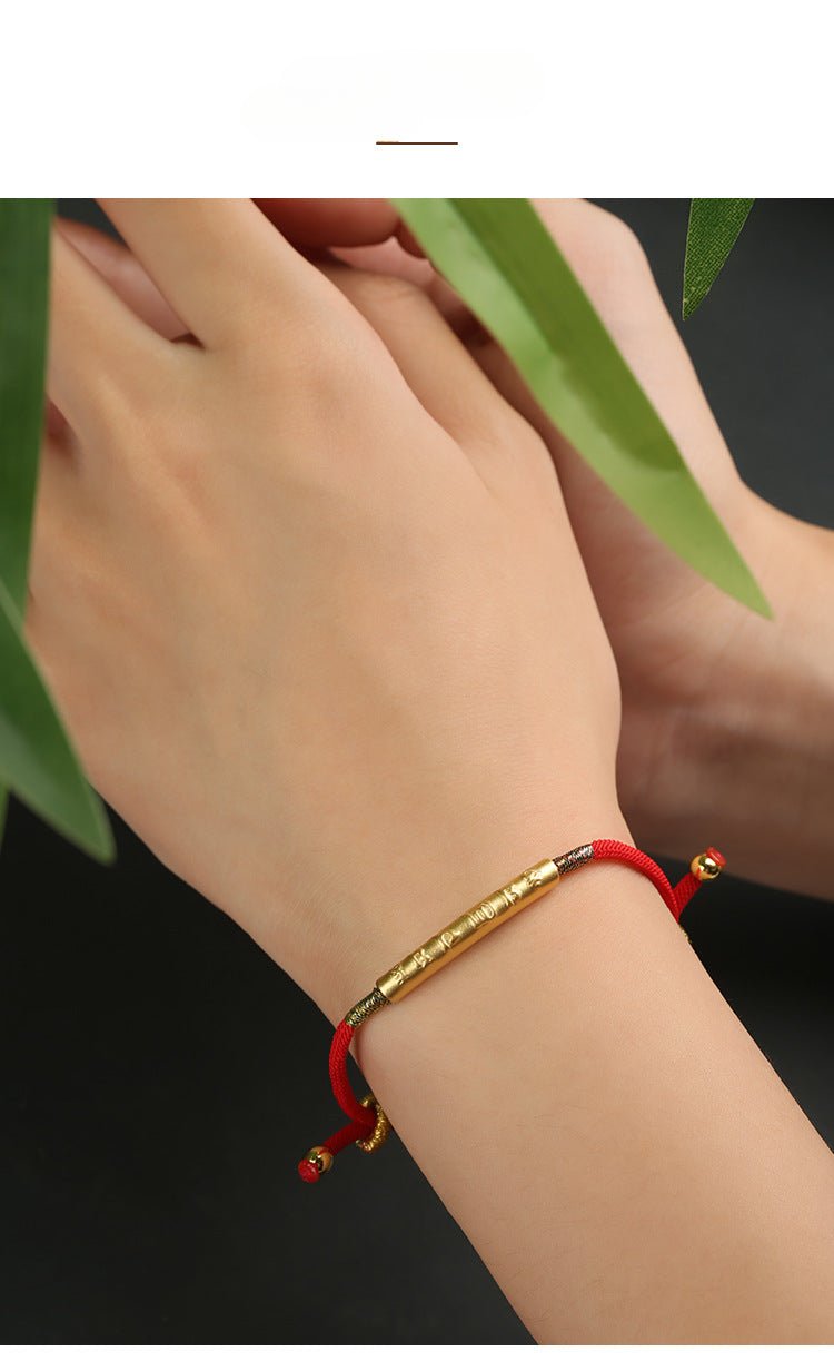 Red String Bracelet with 999 Silver and Gold Plated Charm – Adjustable Chinese Knot Weaving Bracelet for Women - STAR8S
