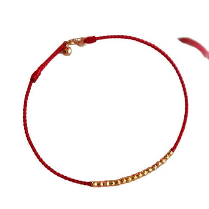 Red String Bracelet with Gold Beads | Minimalist Woven Red Cord Bracelet for Women | Chic Jewelry - STAR8S
