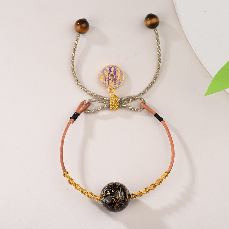 red string bracelet with handcrafted lacquer beads – adjustable chinese folk art jewelry for women - star8s