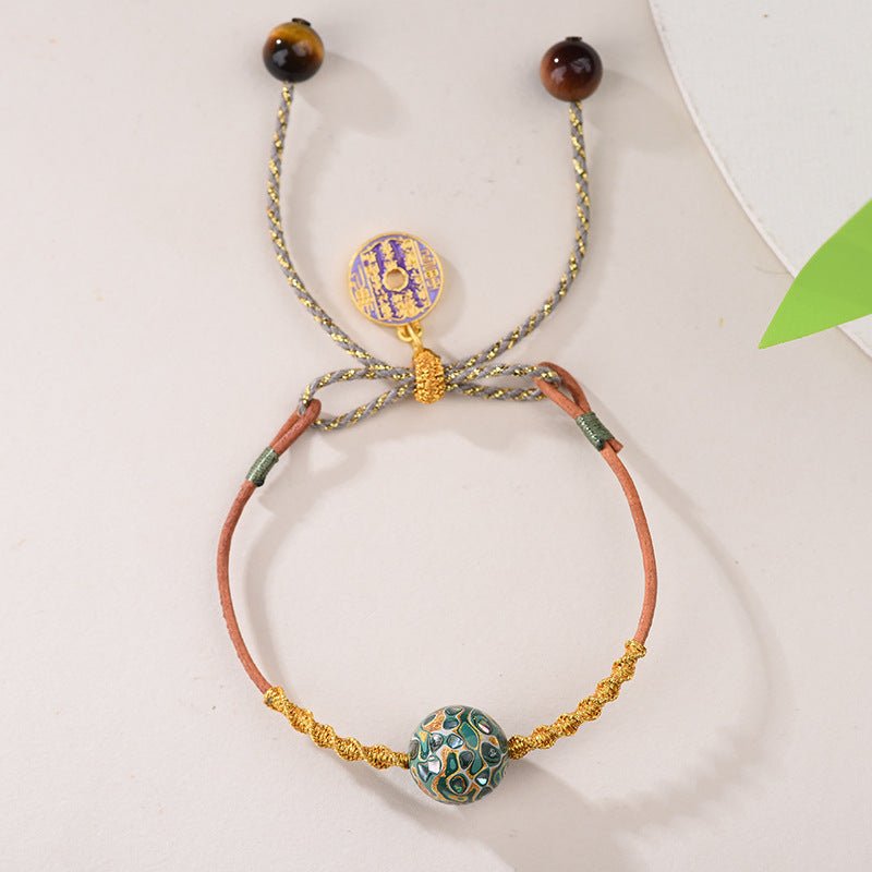 Red String Bracelet with Handcrafted Lacquer Beads – Adjustable Chinese Folk Art Jewelry for Women - STAR8S