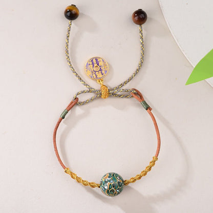 Red String Bracelet with Handcrafted Lacquer Beads – Adjustable Chinese Folk Art Jewelry for Women - STAR8S