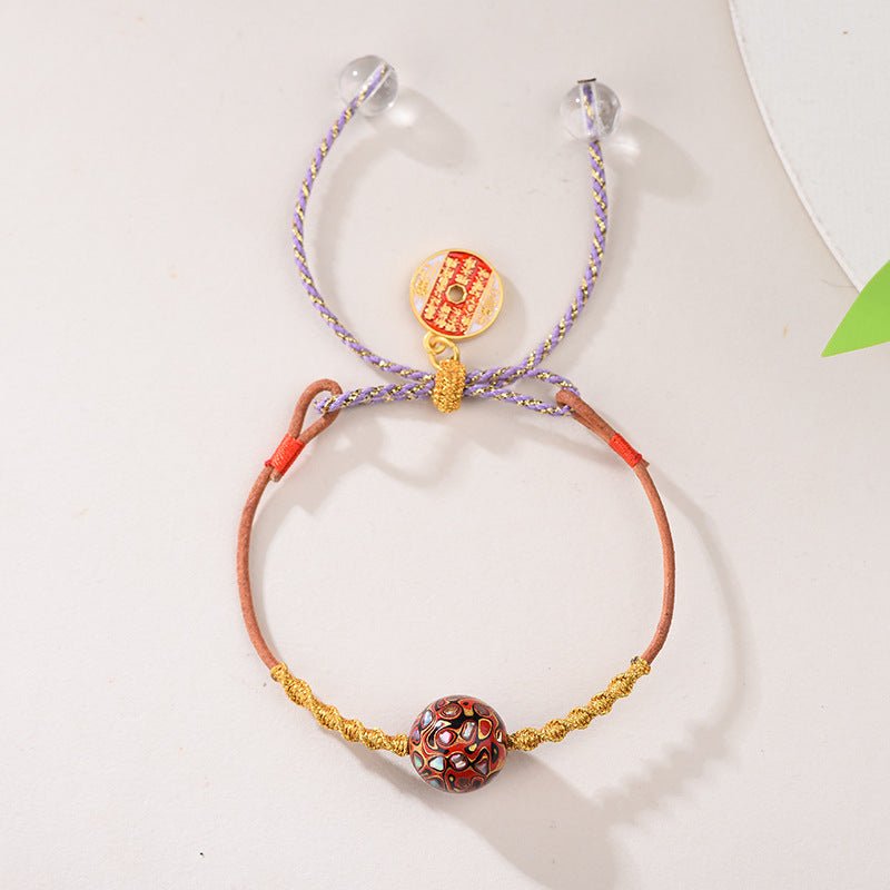 Red String Bracelet with Handcrafted Lacquer Beads – Adjustable Chinese Folk Art Jewelry for Women - STAR8S
