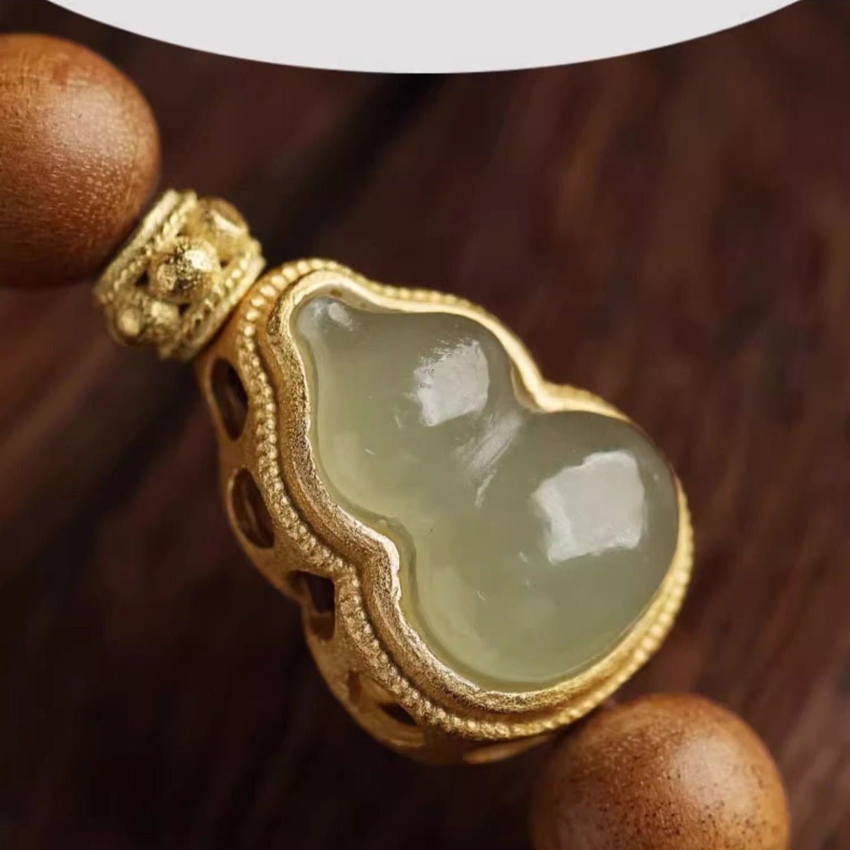 red string bracelet with jade gourd pendant | handcrafted sandalwood & hetian jade - star8s