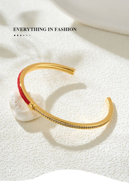 Red String Bracelet with Zircon Stones – Adjustable & Stylish Gold - Plated Bracelet for Women | Light Luxury & Good Luck - STAR8S