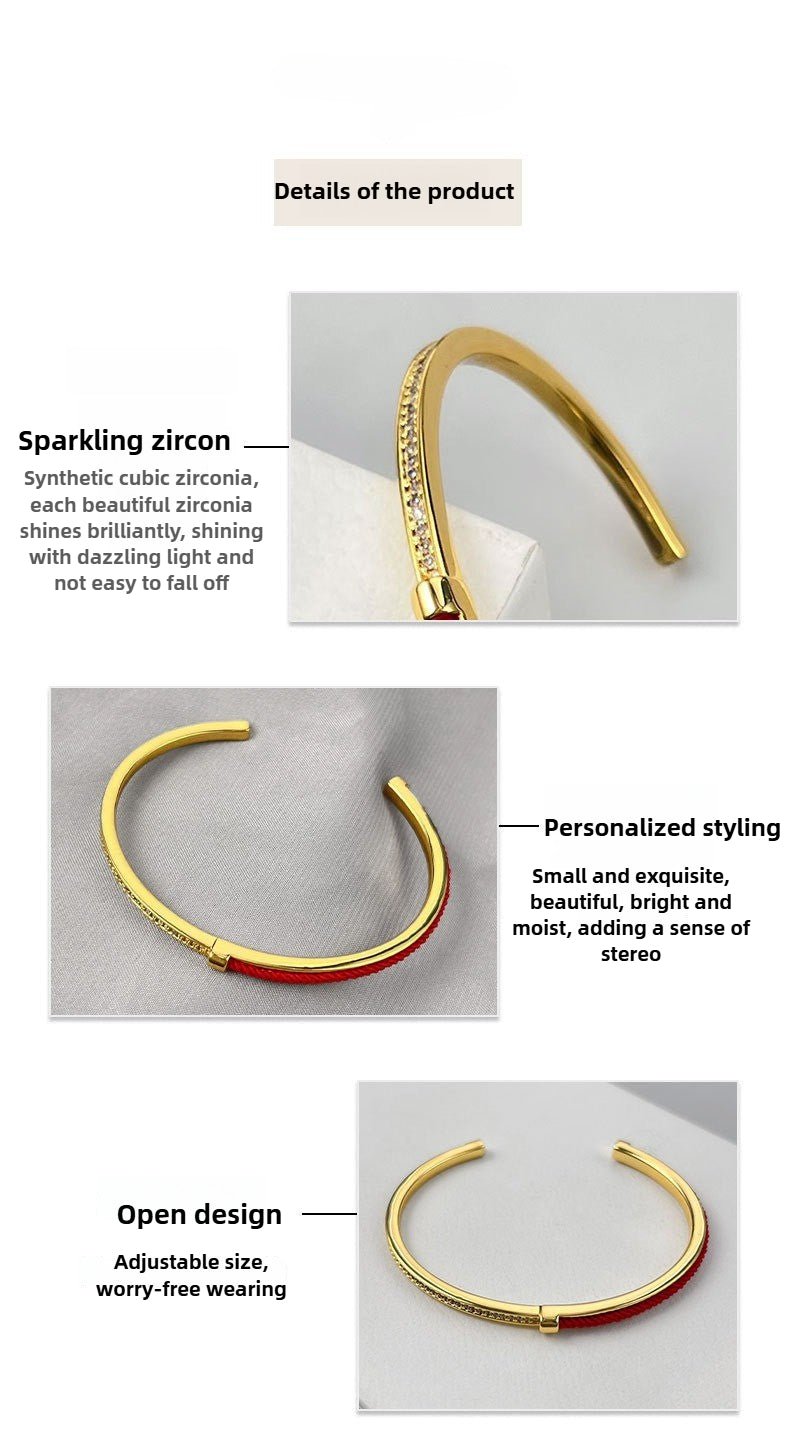 red string bracelet with zircon stones – adjustable & stylish gold - plated bracelet for women | light luxury & good luck - star8s