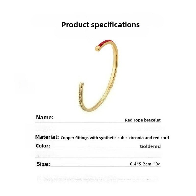 red string bracelet with zircon stones – adjustable & stylish gold - plated bracelet for women | light luxury & good luck - star8s
