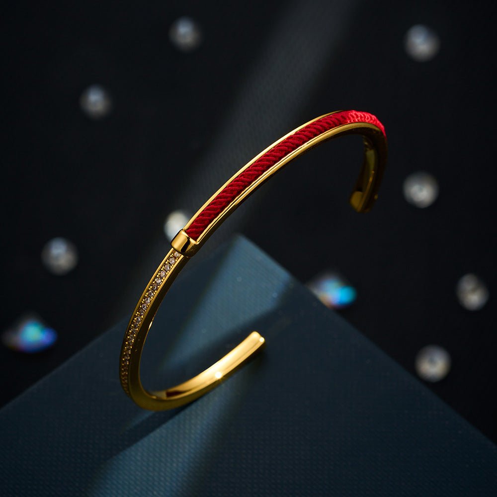 Red String Bracelet with Zircon Stones – Adjustable & Stylish Gold - Plated Bracelet for Women | Light Luxury & Good Luck - STAR8S