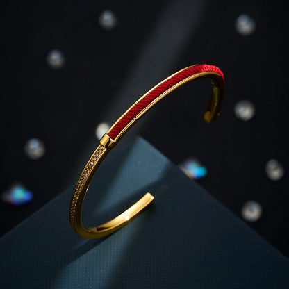 Red String Bracelet with Zircon Stones – Adjustable & Stylish Gold - Plated Bracelet for Women | Light Luxury & Good Luck - STAR8S