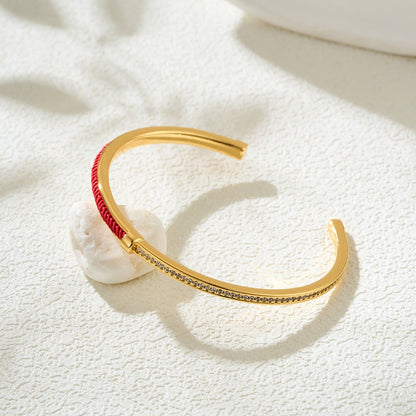 Red String Bracelet with Zircon Stones – Adjustable & Stylish Gold - Plated Bracelet for Women | Light Luxury & Good Luck - STAR8S