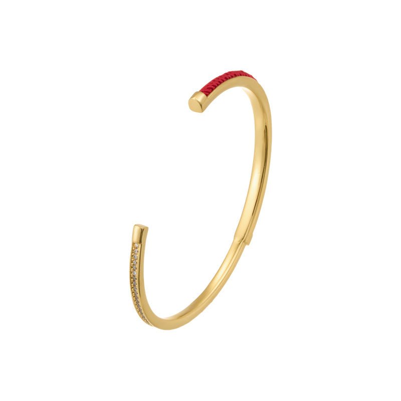 Red String Bracelet with Zircon Stones – Adjustable & Stylish Gold - Plated Bracelet for Women | Light Luxury & Good Luck - STAR8S