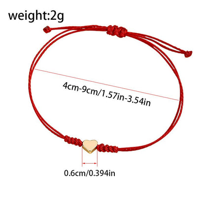 Red String Heart Bracelet, Adjustable Love Knot Bracelet - Friendship & Couple Bracelet with Heart Charm - STAR8S