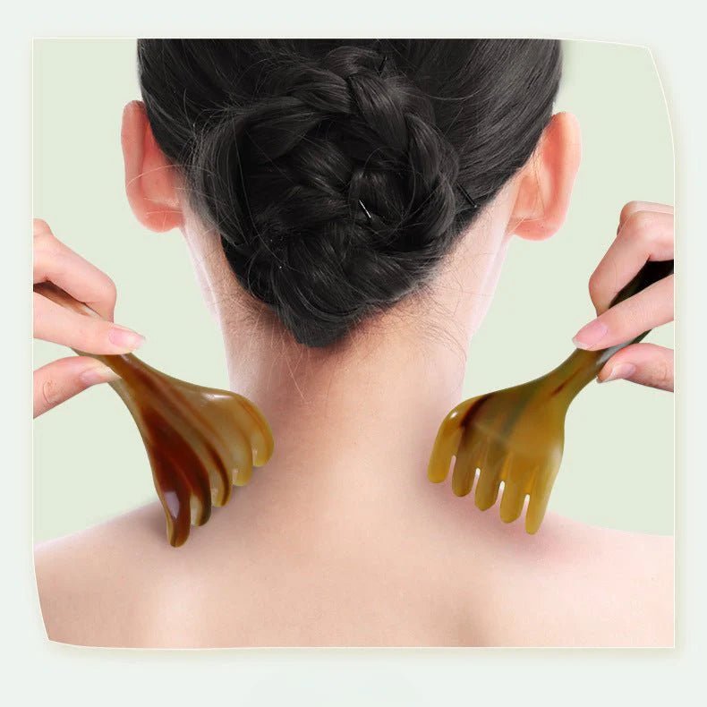 relaxing & effective yak horn rake: natural massage comb gua sha claws | star8s - star8s