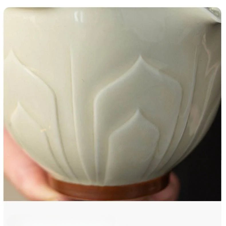 Relief Celadon Lotus Tea Set Portable for Camping Car Use - STAR8S