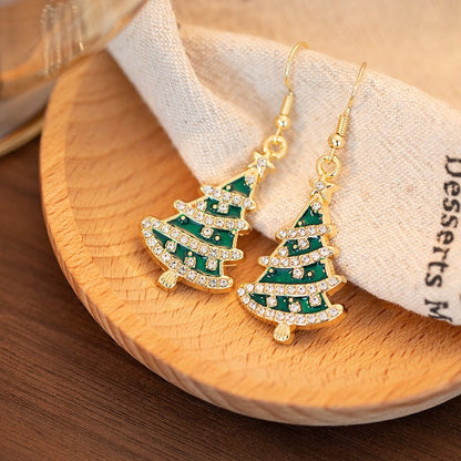 Rhinestone Christmas Tree Earrings – Elegant Holiday Jewelry for Women - STAR8S